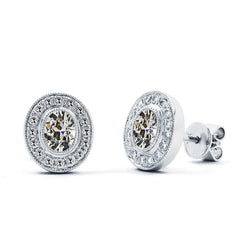 Dazzling Bezel Set Fine Diamond Earrings – 1 ct 14 Karat White