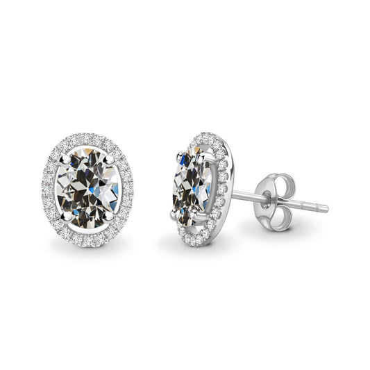 Fine Diamond Stud Earrings 2-ct 14K White Gold – main view