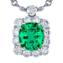 Stone Pendant Necklace 14 Karat Two Tone Gold with Emerald – main view
