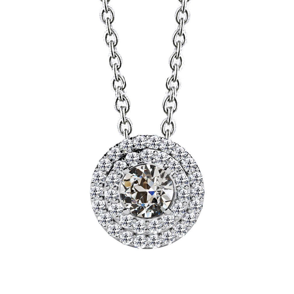 Brilliant Diamond Old Mine Cut Halo in 14 Karat White Gold – main view