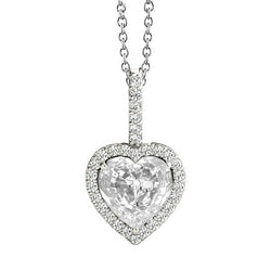 Natural Heart Cut Diamond Pendant – 2 ct in 14K White Gold