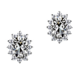 14K White Gold Starburst Brilliant Diamond Stud Earrings 7 ct
