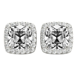 Natural Cushion Cut Diamond Earrings – 15 ct in 14 Karat White