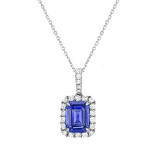 Blue Sapphire Stone Pendant Necklace 1-ct 14K White Gold – main view