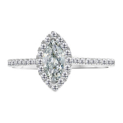 Marquise Cut Diamond Halo Setting Ring in 14K White Gold – 1.50