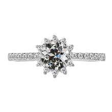 Diamond Antique Cushion Accent Solitaire Ring in 14K White Gold – main view