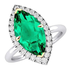 GIA-Certified Colored Stone Ring – Colombian Emerald 3 ct 14