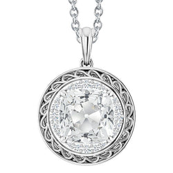 Antique Cushion Pendant – Brilliant Diamond 6 ct 14 Karat White