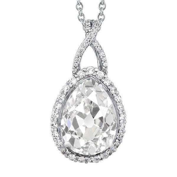 Fine Diamond Drop Pendant 3-ct 14K White Gold – main view