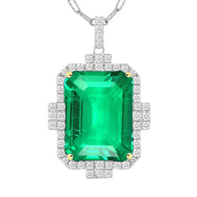 Fine Emerald Precious Stone Pendant 3-ct 14 Karat Two Tone Gold – main view