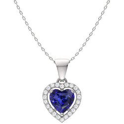Genuine Blue Sapphire Gemstone Pendant – 14 Karat White Gold 1 ct