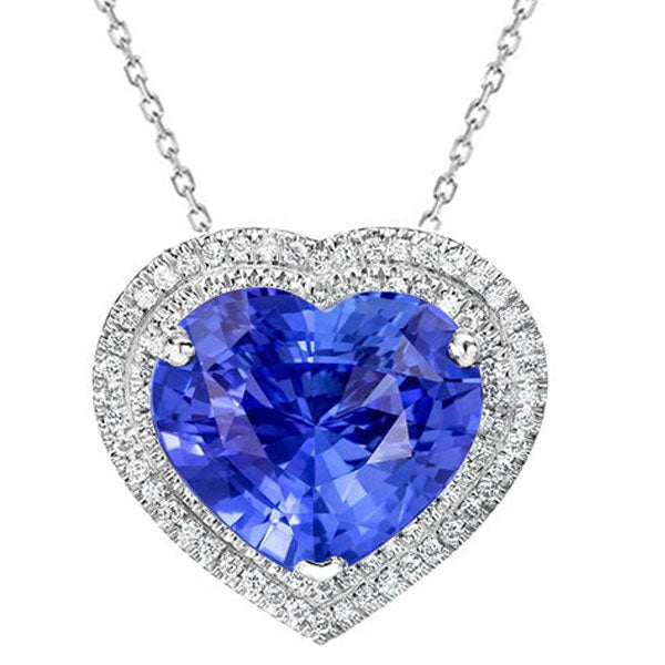 Genuine Royal Blue Sapphire Stone Pendant Necklace 4.50 ct 14 Karat White Gold – main view