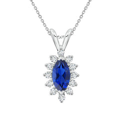 Earth-Mined Royal Blue Sapphire Stone Pendant Necklace 1.50 ct
