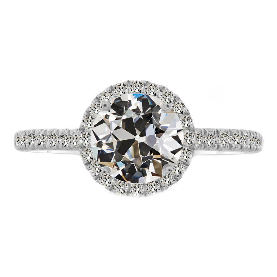 Genuine Diamond Halo Ring 2.50 ct 14K White Gold – main view