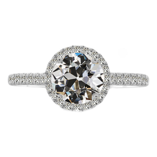 Genuine Diamond Halo Ring 2.50 ct 14K White Gold – main view
