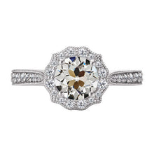 Fine Diamond Antique Cushion Halo Setting Ring in 14K White Gold – main view