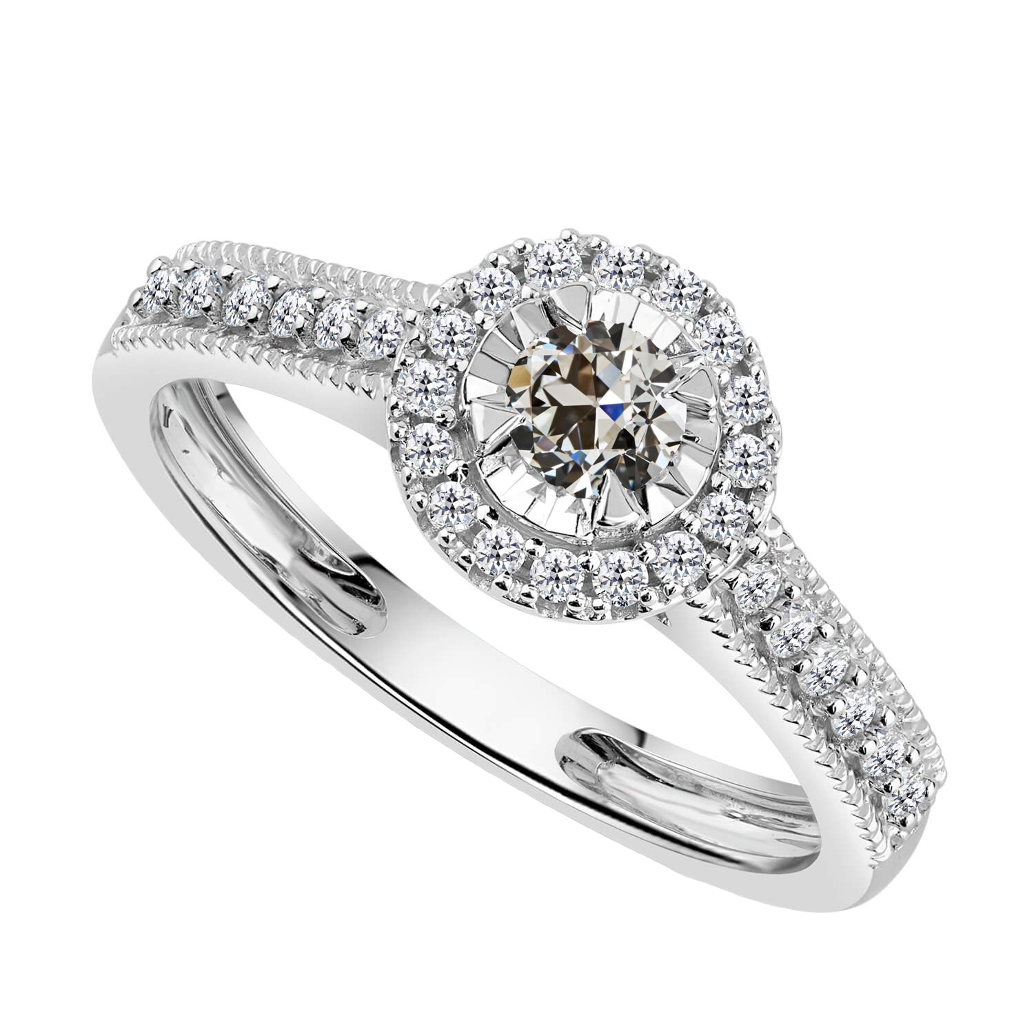 Diamond Halo Setting Ring 3-ct 14 Karat White Gold – main view