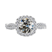 Diamond Old Mine Cut Halo Ring in 14K White Gold – main view