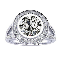 Genuine Old Mine Cut Brilliant Diamond Halo Ring 3.50 ct