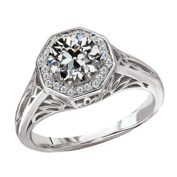 Natural Vintage Brilliant Diamond Halo Ring 3 ct