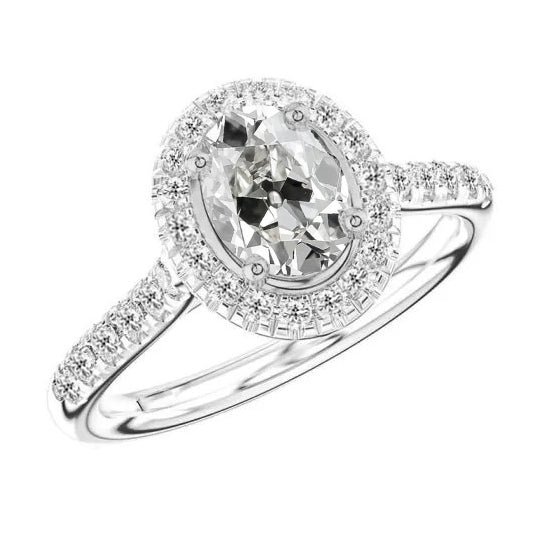 Fine Diamond Halo Ring 3-ct 14 Karat White Gold – main view
