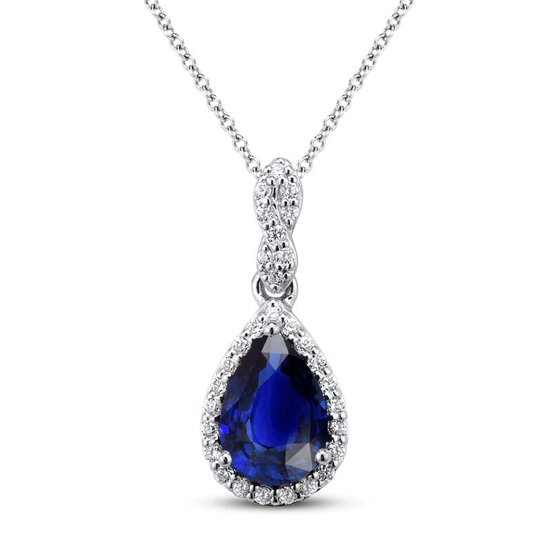 Earth-Mined Royal Blue Sapphire Gemstone Pendant – main view