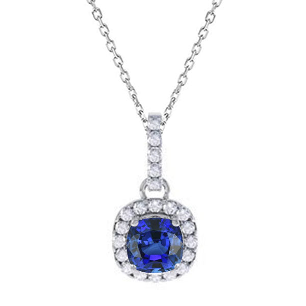 Royal Blue Sapphire Gemstone Pendant 2-ct 14K White Gold – main view