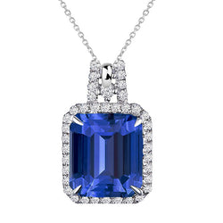 14 Karat White Gold Precious Stone Pendant with Royal Blue