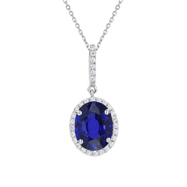 Oval Blue Sapphire ring in 14K White Gold – main view
