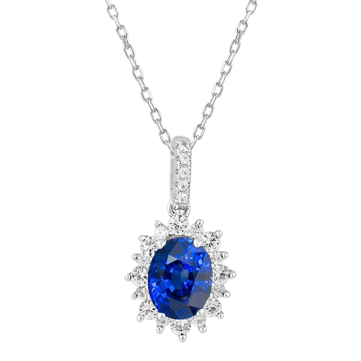 Oval Royal Blue Sapphire ring in 14K White Gold – main view