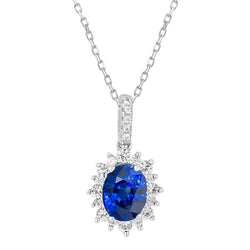 Royal Blue Sapphire Star Precious Stone Pendant 2 ct in 14K