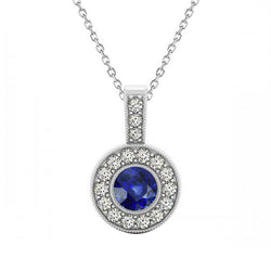 Royal Blue Sapphire Gemstone Pendant 1 ct F/VS1 – 14 Karat White