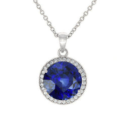 Genuine Cornflower Blue Sapphire Stone Pendant Necklace – 14