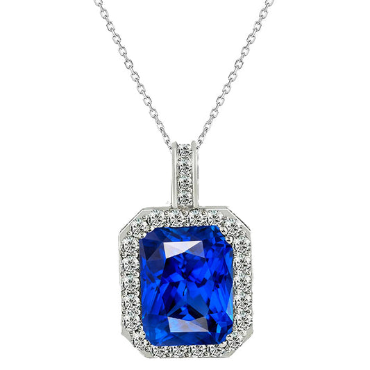 Radiant Cut Cornflower Blue Sapphire ring in 14K White Gold – main view