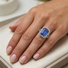 Halo Round Natural Earth Mined Diamond & Ceylon Sapphire Engagement Ring 11.75 Carats