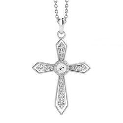 14 Karat White Gold Cross Brilliant Diamond Pendant 1.50 ct