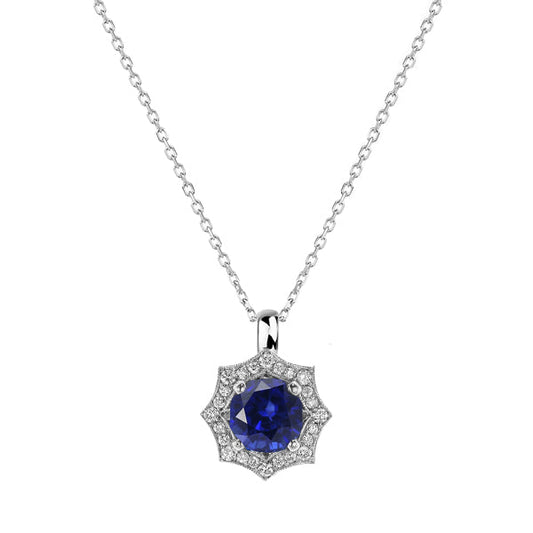 Fine Blue Sapphire Precious Stone Pendant 1 ct – main view