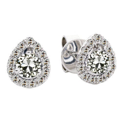 Antique Cushion Diamond Drop Earrings in 14K White Gold – 1.50 ct