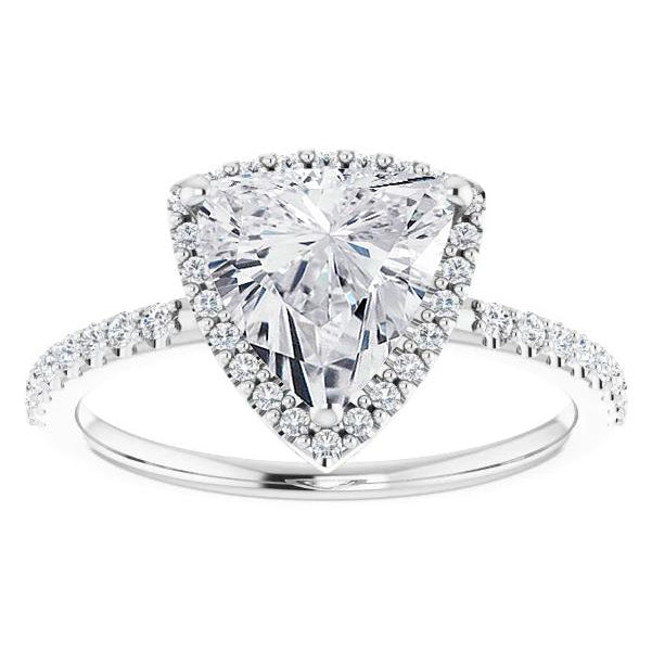 Trillion Cut Brilliant Diamond ring in 14K White Gold – front view