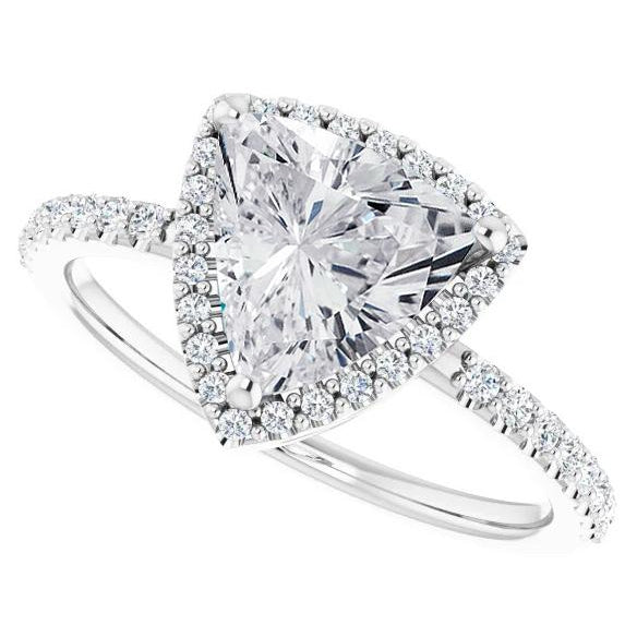 Brilliant Diamond Halo Setting Ring 1.50-ct 14K White Gold – side view