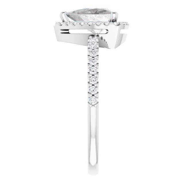 Halo Setting Ring 14K White Gold with Brilliant Diamond – angle view