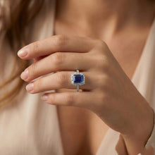 Halo Natural Earth Mined Diamond And Sapphire Engagement Ring