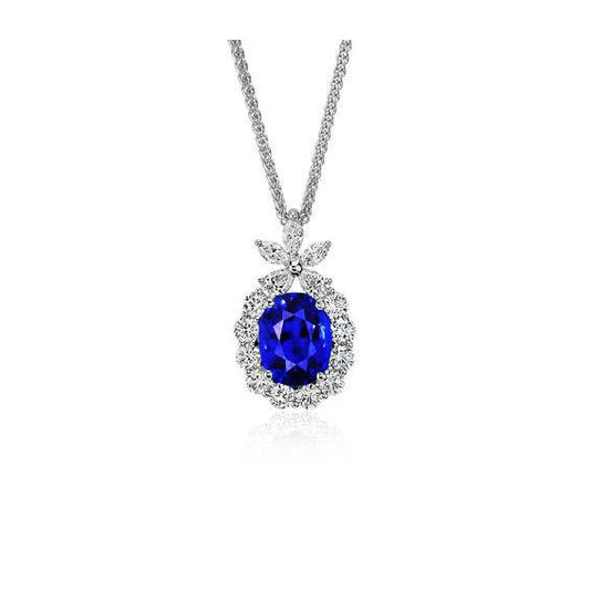 Earth-Mined Sapphire Stone Pendant Necklace 1 ct 14K White Gold – main view