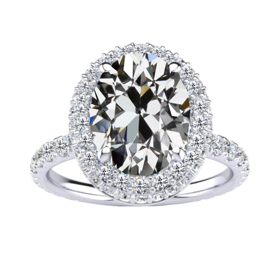 Brilliant Diamond Antique Cushion Halo Engagement Ring in 14K White Gold – main view