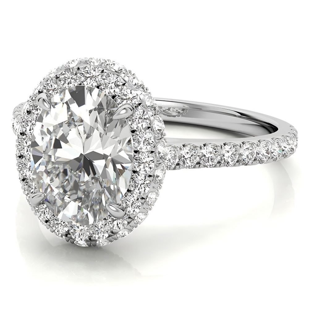 Antique Cushion Brilliant Diamond ring in 14K White Gold – side view