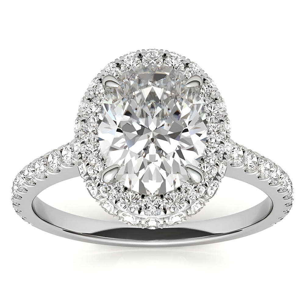 Brilliant Diamond Halo Engagement Ring 4.50-ct 14K White Gold – front view