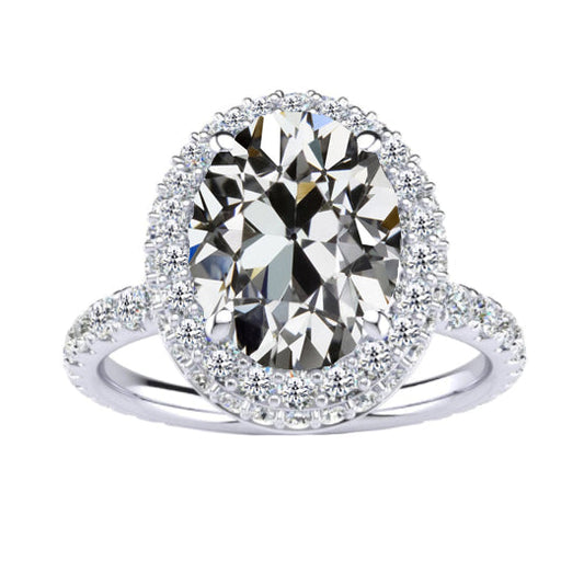 Brilliant Diamond Antique Cushion Halo Engagement Ring in 14K White Gold – main view