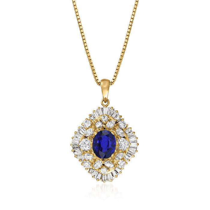 Luxurious Sapphire Stone Pendant Necklace 1 ct – main view