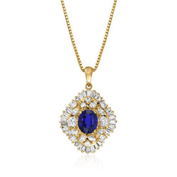 Authentic VVS Sapphire Stone Pendant Necklace 1 ct