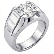 Natural Diamond Men's Ring 2 ct Round Cut F VS1 – 14K White Gold